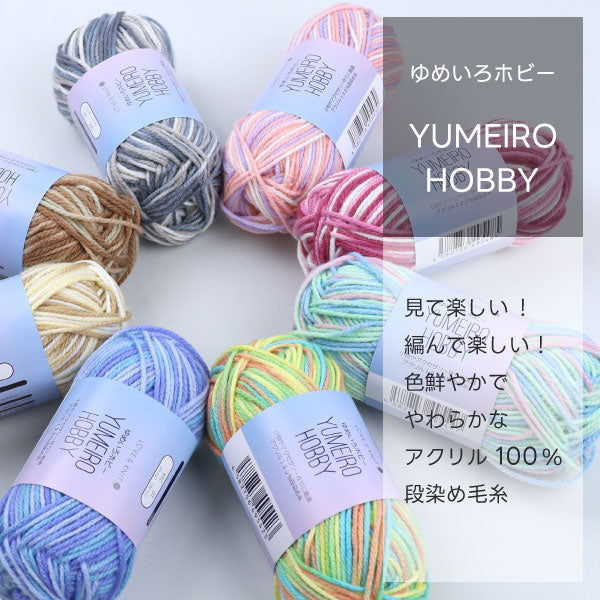 アクリル毛糸 並太 グラデーション毛糸 段染め ゆめいろホビー 同色5玉×全8色=合計40玉セット アクリル100％  詰め合わせ