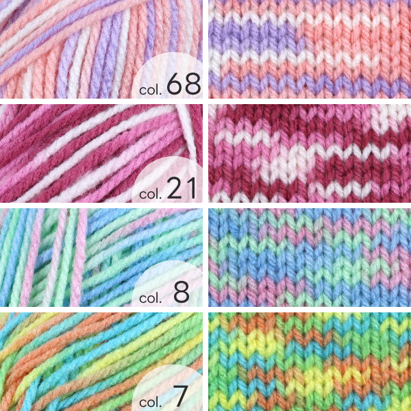 アクリル毛糸 並太 グラデーション毛糸 段染め ゆめいろホビー 同色5玉×全8色=合計40玉セット アクリル100％  詰め合わせ