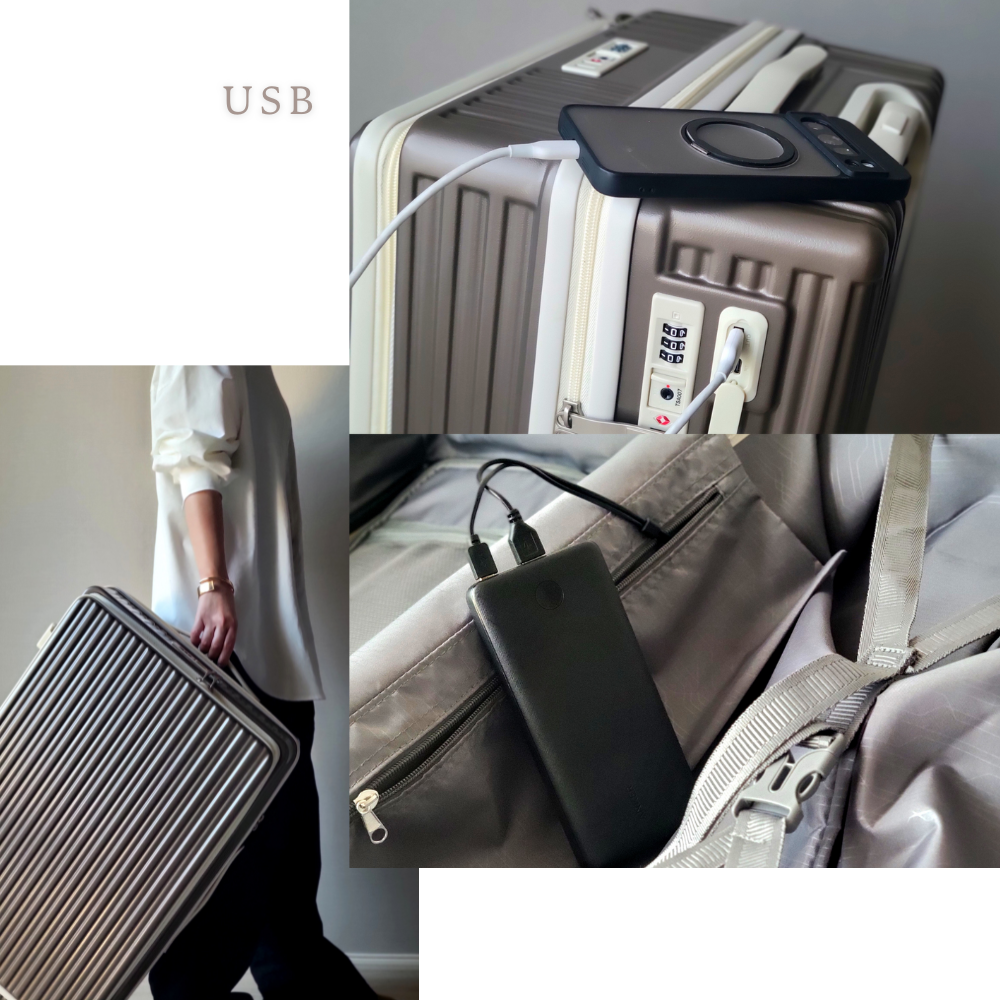 【フロントオープン・USB付き】機内持ち込み  Mサイズ 軽量 スーツケース BASILO-902